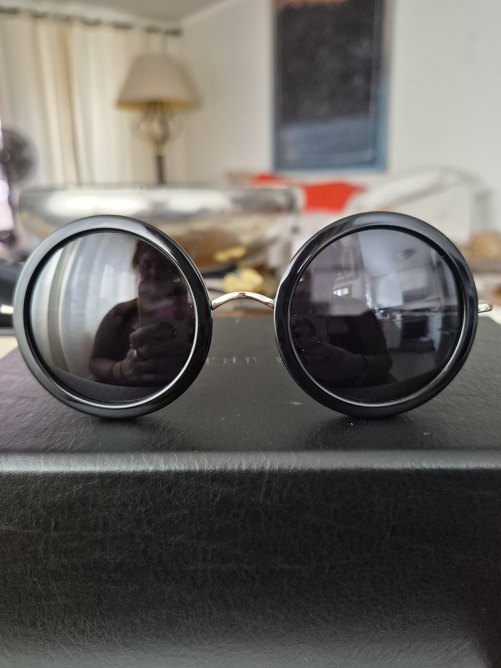 The Row Black Round Sunglasses with Silver Bridge